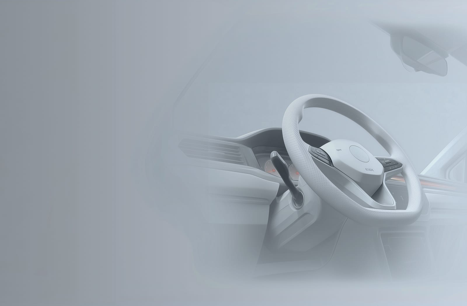 Close-up of a steering wheel and dashboard